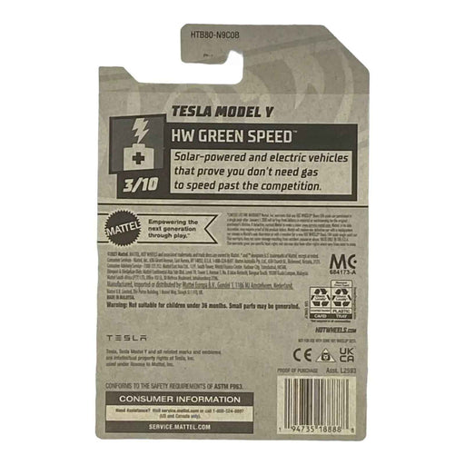 Hot Wheels Tesla Model Y - Green Speed Series 3/10 - for just $1.99! 