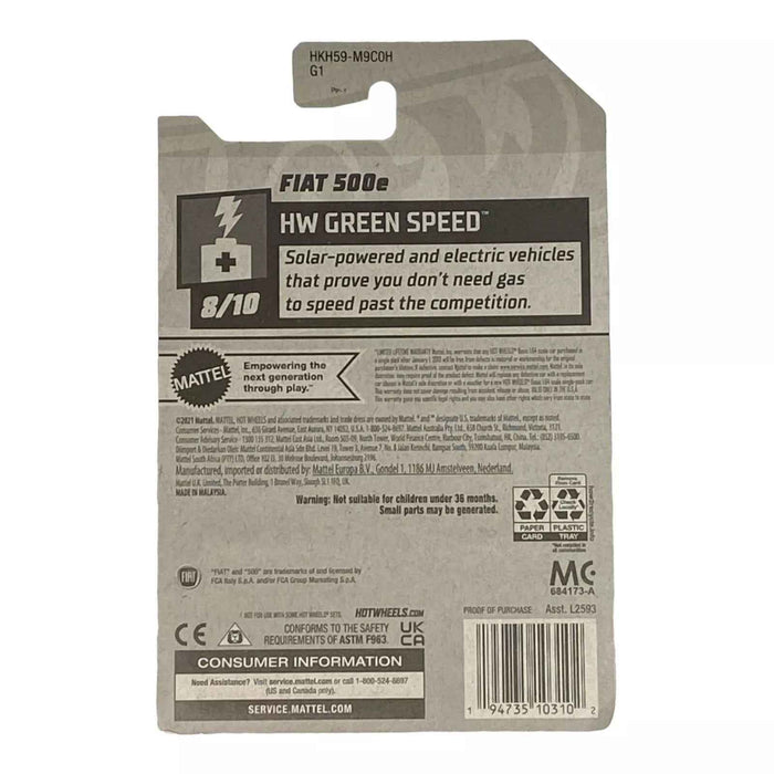 Hot Wheels Fiat 500e - Green Speed Series 8/10 - for just $1.79! 