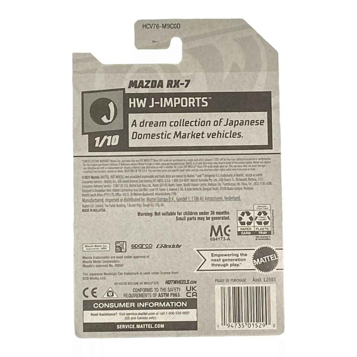 Hot Wheels Mazda RX-7 - J-Imports Series 1/10 - for just $1.79! 
