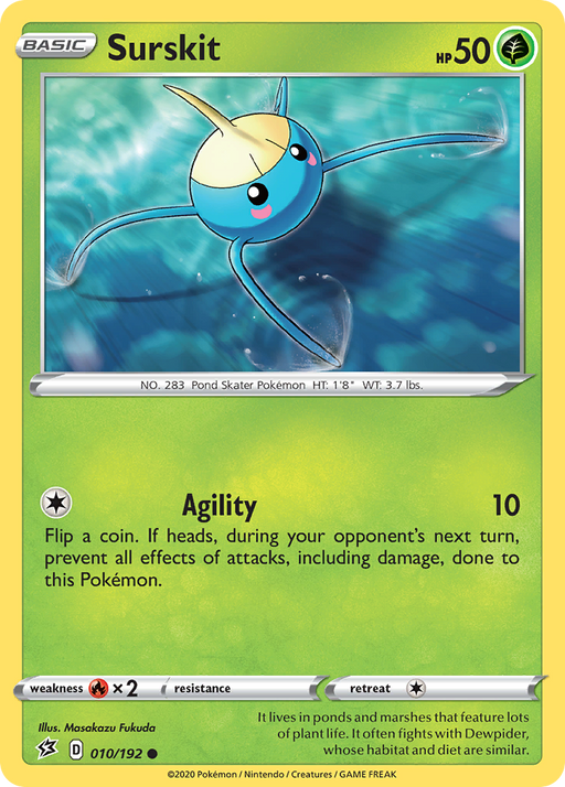 Surskit 010/192 - SWSH02 Rebel Clash Reverse Holofoil - for just $0.13! 