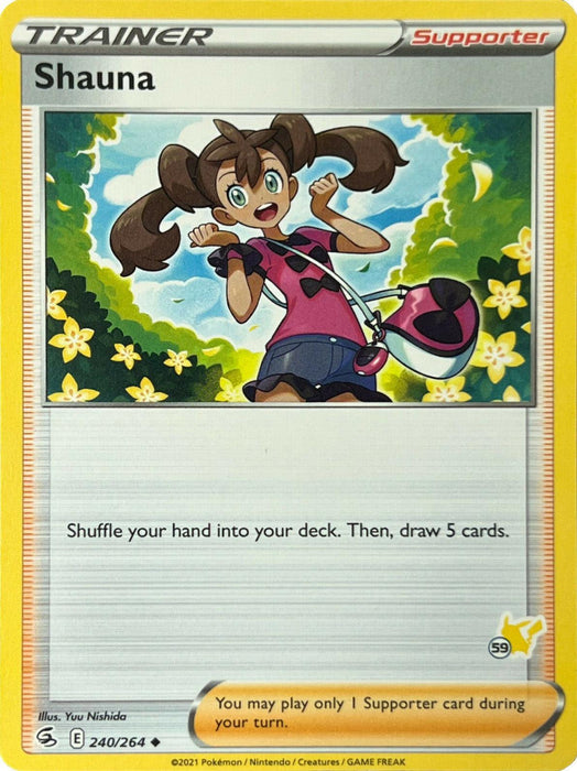 Shauna (240/264) (Pikachu Stamp #59) [Battle Academy 2022] - for just $0.15! 