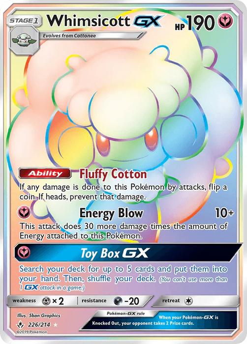 Whimsicott GX (226/214) [Sun & Moon: Unbroken Bonds] - for just $8.25! 