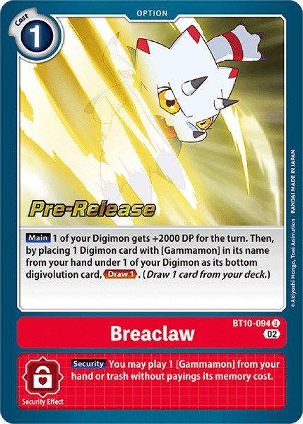 Breaclaw [BT10-094] [Xros Encounter Pre-Release Cards] - Just $0.50! Shop now at Retro Gaming of Denver