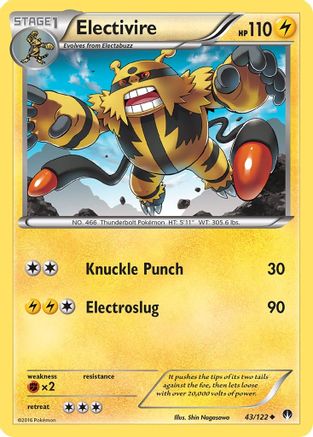 Electivire 043/122 - XY  BREAKpoint Reverse Holofoil - for just $0.19! 