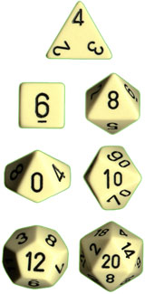 Opaque Polyhedral Ivory/black 7-Die Set - Just $4! Shop now at Retro Gaming of Denver