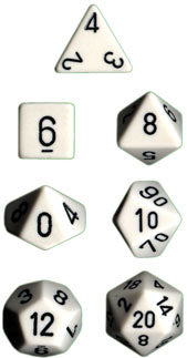 Opaque Polyhedral White/black 7-Die Set - Just $4.25! Shop now at Retro Gaming of Denver