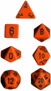 Opaque Polyhedral Orange/black 7-Die Set - Just $4.25! Shop now at Retro Gaming of Denver