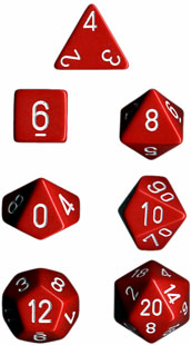 Opaque Polyhedral Red/white 7-Die Set - Just $4.25! Shop now at Retro Gaming of Denver