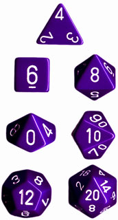 Opaque Polyhedral Purple/white 7-Die Set - Just $4.25! Shop now at Retro Gaming of Denver