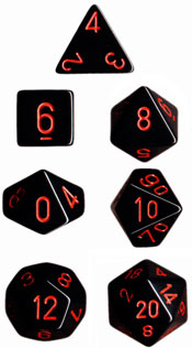 Opaque Polyhedral Black/red 7-Die Set - Just $4! Shop now at Retro Gaming of Denver