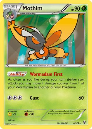 Mothim 004/124 - XY  Fates Collide Reverse Holofoil - for just $0.30! 