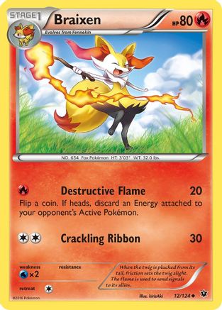Braixen 012/124 - XY  Fates Collide - for just $0.05! 