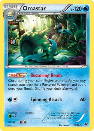 Omastar 018/124 - XY  Fates Collide Reverse Holofoil - for just $0.05! 