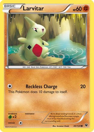 Larvitar 040/124 - XY  Fates Collide Reverse Holofoil - for just $0.10! 