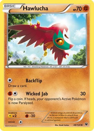 Hawlucha 048/124 - XY  Fates Collide Reverse Holofoil - for just $0.23! 