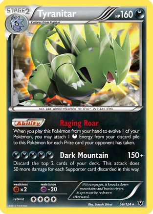 Tyranitar 056/124 - XY  Fates Collide Reverse Holofoil - for just $0.25! 