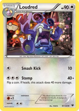 Loudred 081/124 - XY  Fates Collide Reverse Holofoil - for just $0.25! 