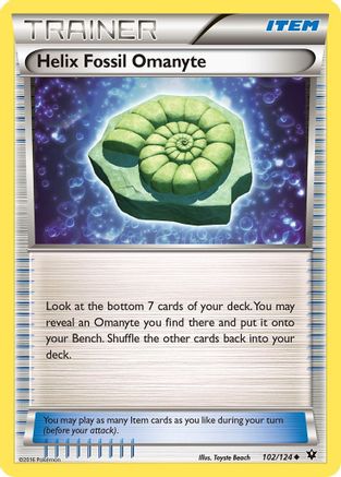 Helix Fossil Omanyte 102/124 - XY  Fates Collide Reverse Holofoil - for just $0.18! 