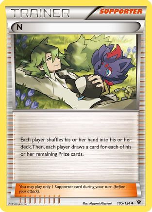N (Supporter) 105/124 - XY  Fates Collide Reverse Holofoil - for just $0.40! 