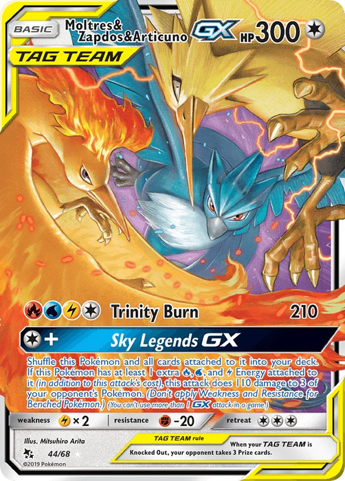 Moltres & Zapdos & Articuno GX (44/68) [Sun & Moon: Hidden Fates] - for just $27! 