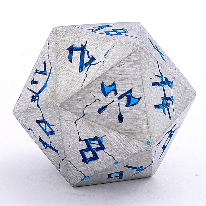 Barbarian Solid Metal Polyhedral Dice Set - Matte Silver Blue - for just $39.99! 