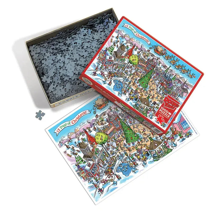 12 Days of Christmas Doodle Town 1000 Piece Jigsaw Puzzle Cobble Hill - for just $19.99! 