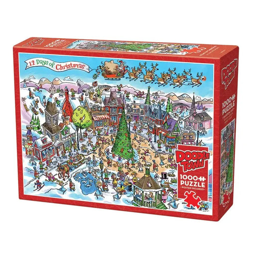 12 Days of Christmas Doodle Town 1000 Piece Jigsaw Puzzle Cobble Hill - for just $19.99! 