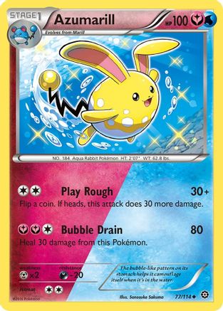 Azumarill 077/114 - XY  Steam Siege Reverse Holofoil - for just $0.99! 