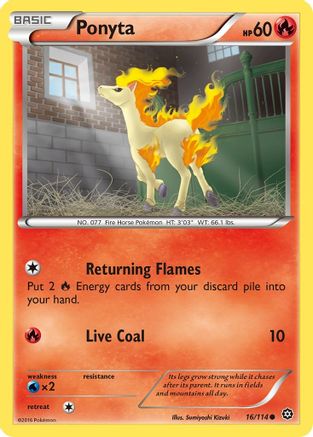 Ponyta 016/114 - XY  Steam Siege Reverse Holofoil - for just $0.19! 