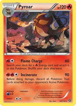 Pyroar 023/114 - XY  Steam Siege Reverse Holofoil - for just $0.15! 