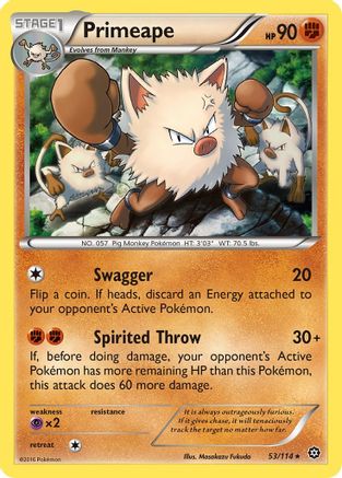 Primeape 053/114 - XY  Steam Siege Reverse Holofoil - for just $0.28! 