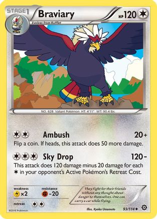 Braviary 093/114 - XY  Steam Siege Reverse Holofoil - for just $0.20! 