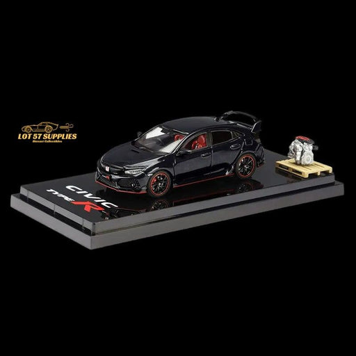 Hobby Japan 2017 Honda Civic Type R FK8 Crystal Blk With Engine Model Display 1:64 HJ641055BK - Just $39.99! Shop now at Retro Gaming of Denver