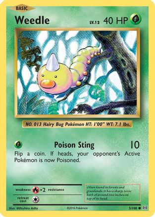 Weedle 005/108 - XY  Evolutions Reverse Holofoil - for just $0.10! 