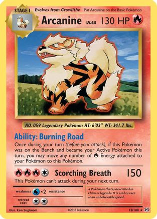 Arcanine 018/108 - XY  Evolutions Reverse Holofoil - for just $0.86! 