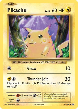 Pikachu 035/108 - XY  Evolutions Reverse Holofoil - for just $0.89! 