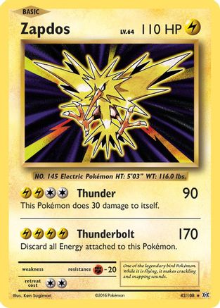 Zapdos 042/108 - XY  Evolutions Reverse Holofoil - for just $1.03! 