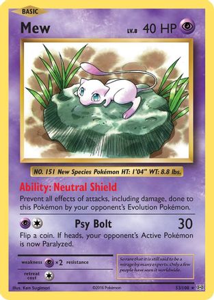 Mew 053/108 - XY  Evolutions Reverse Holofoil - for just $5.70! 