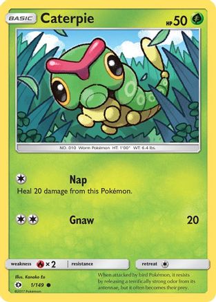 Caterpie 001/149 - SM Base Set Reverse Holofoil - for just $0.25! 