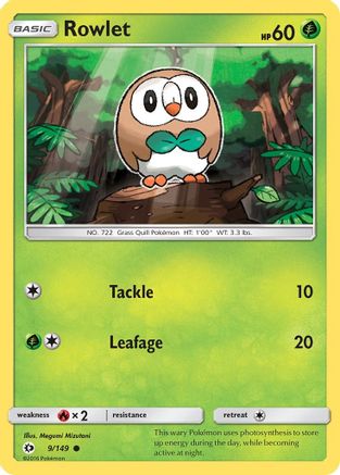 Rowlet 009/149 - SM Base Set Reverse Holofoil - for just $0.10! 