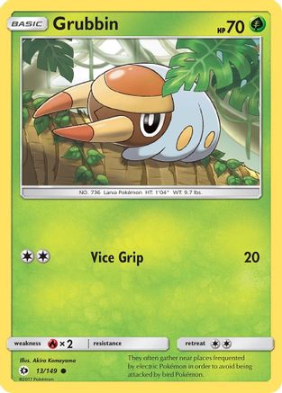 Grubbin 013/149 - SM Base Set Reverse Holofoil - for just $0.17! 