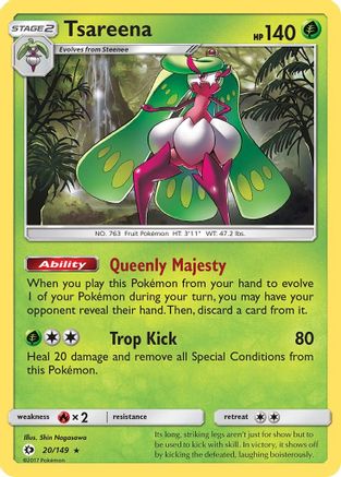 Tsareena 020/149 - SM Base Set Reverse Holofoil - for just $0.15! 