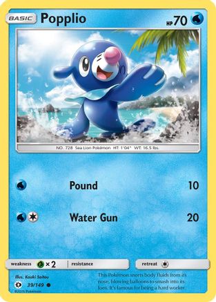Popplio 039/149 - SM Base Set Reverse Holofoil - for just $0.18! 
