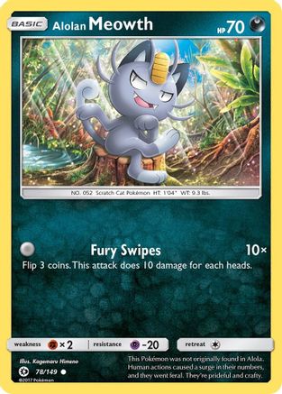 Alolan Meowth 078/149 - SM Base Set Reverse Holofoil - for just $0.24! 