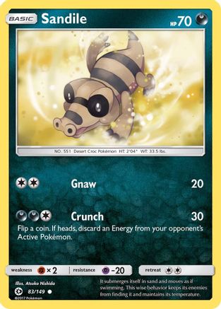 Sandile 083/149 - SM Base Set Reverse Holofoil - for just $0.15! 