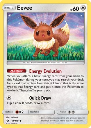 Eevee 101/149 - SM Base Set Reverse Holofoil - for just $0.32! 