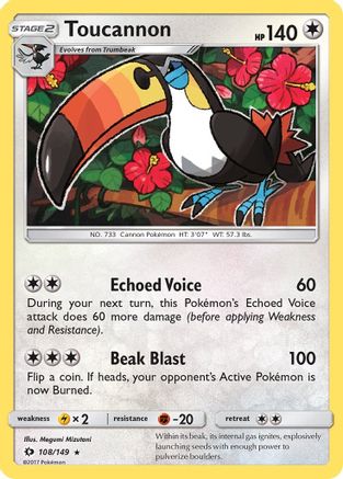 Toucannon 108/149 - SM Base Set Reverse Holofoil - for just $0.25! 