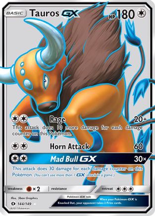 Tauros GX (Full Art) 144/149 - SM Base Set Holofoil - for just $1.69! 