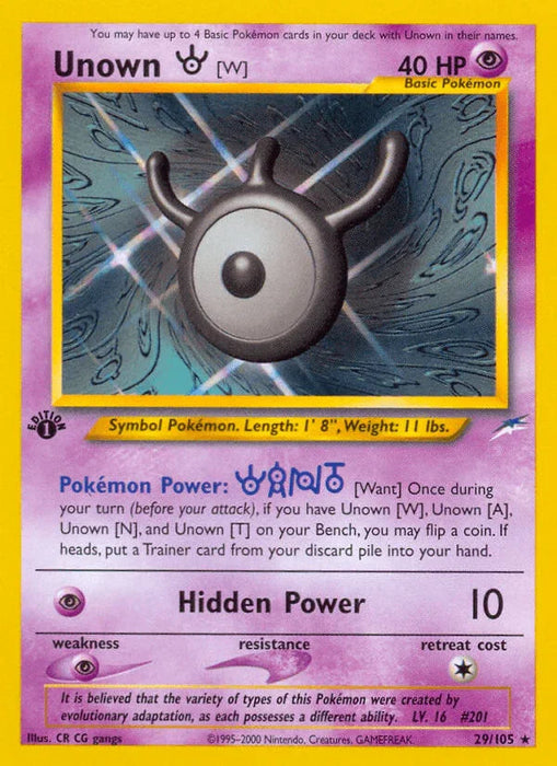 Unown [W] (29/105) [Neo Destiny 1st Edition] - for just $3.30! 