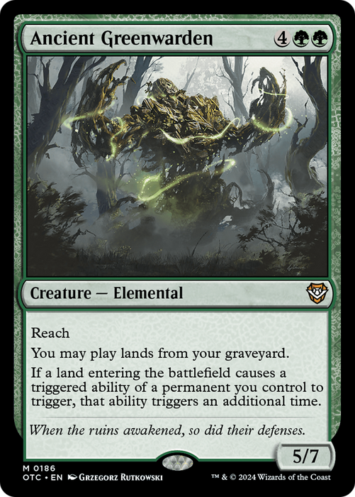 Ancient Greenwarden (OTC-186) - Outlaws of Thunder Junction Commander - for just $4.23! 